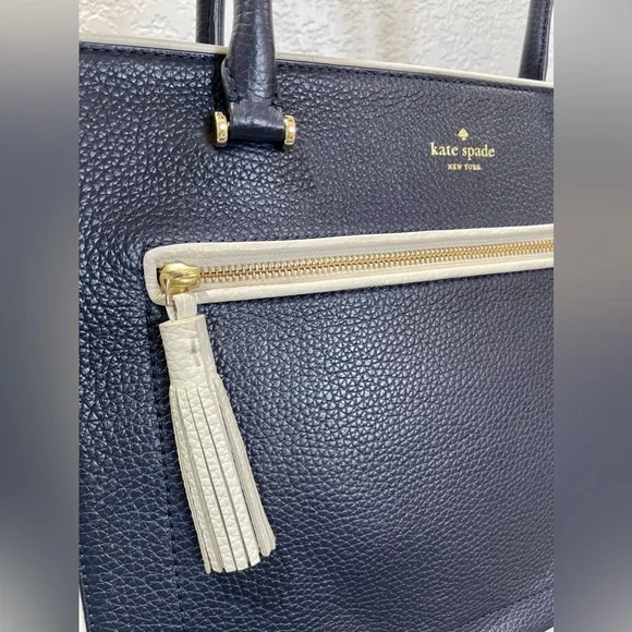 ♠️ Kate Spade NY ♠️ Large Navy Blue Leather Bag 👜 - Picture 2 of 12